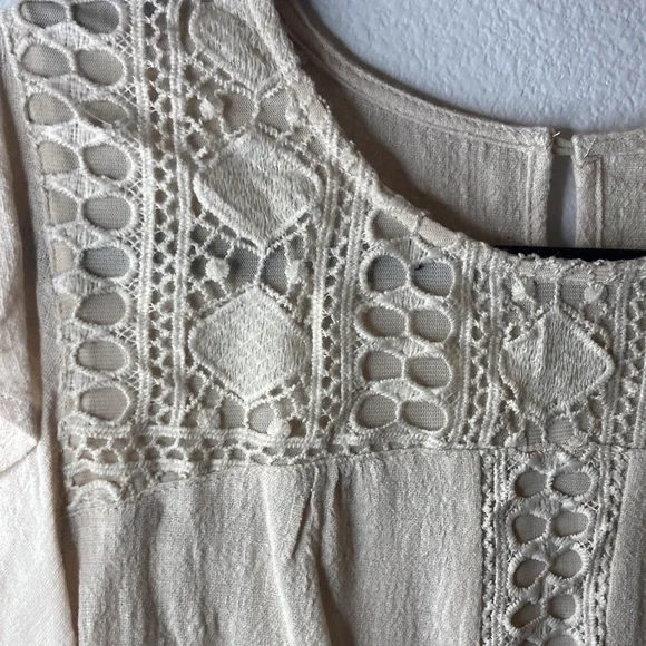 Beige Cream Linen Lace Top - Picture 7 of 10